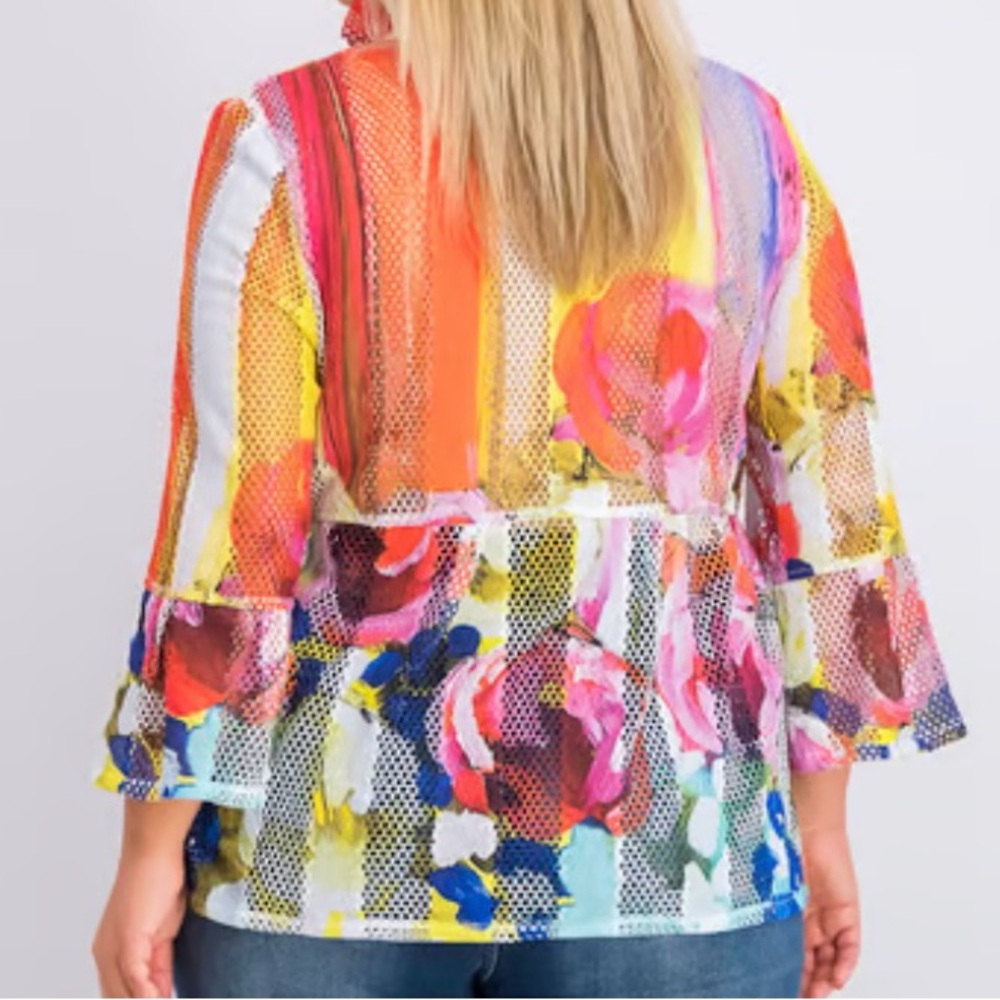 Damee Textured Printed Mesh Blouse Jacket size S - Picture 15 of 16